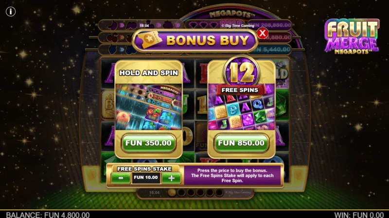 Fruit Merge Megapots - Bonus Buy -ikkuna